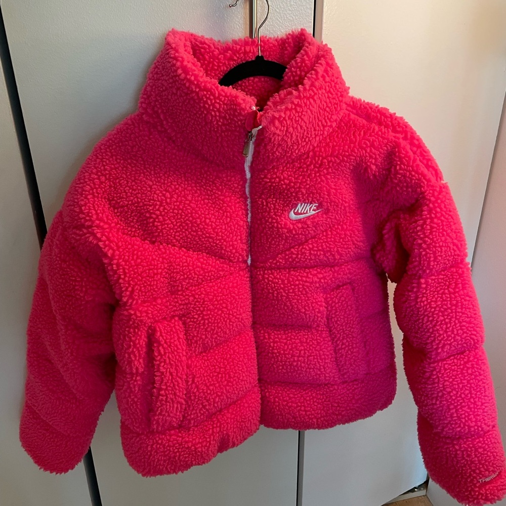 Nike ThermaFIT Barbie Pink Fleece Puffer Jacket NWOT
